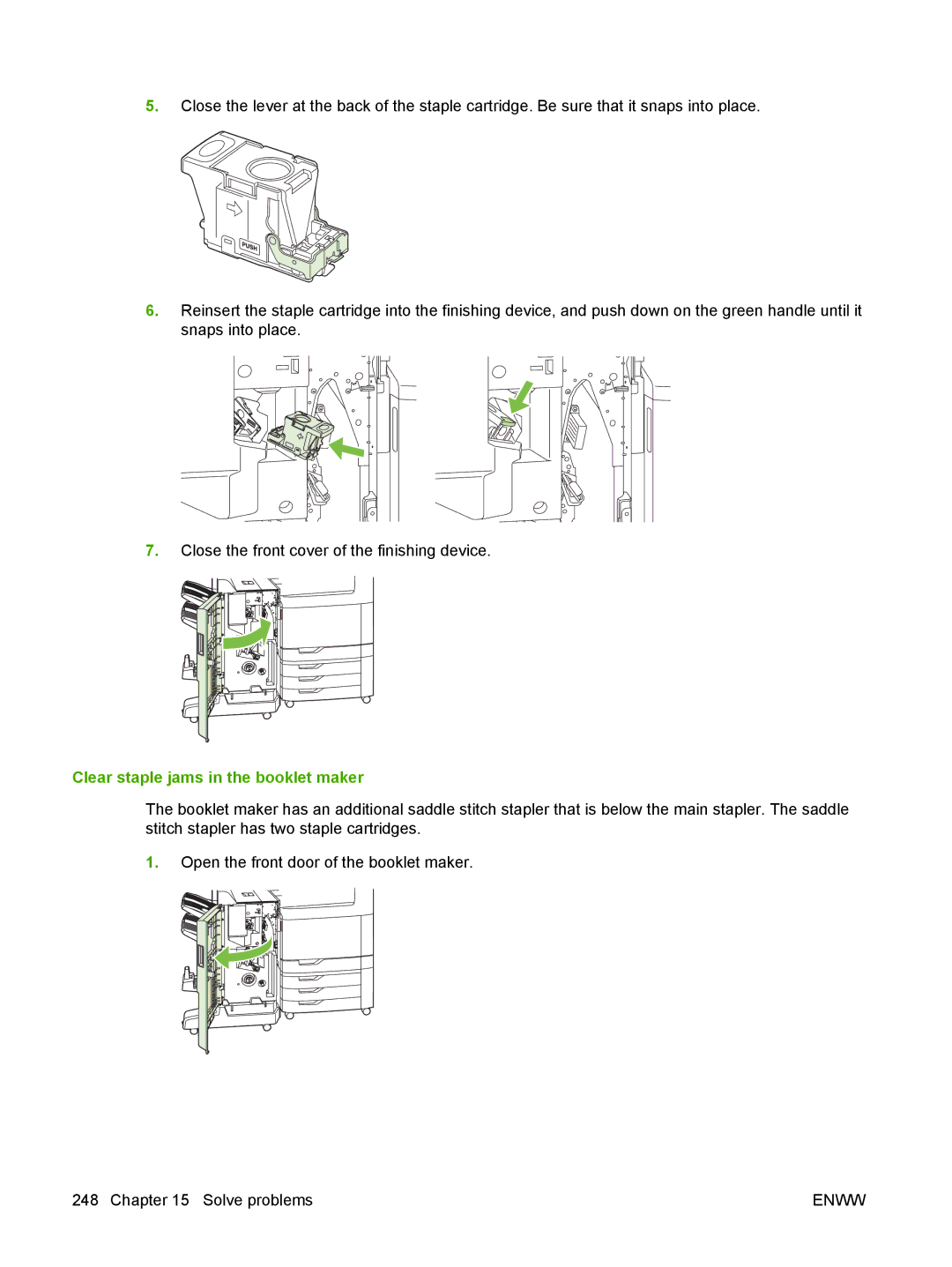 HP CM6049f MFP manual Clear staple jams in the booklet maker 