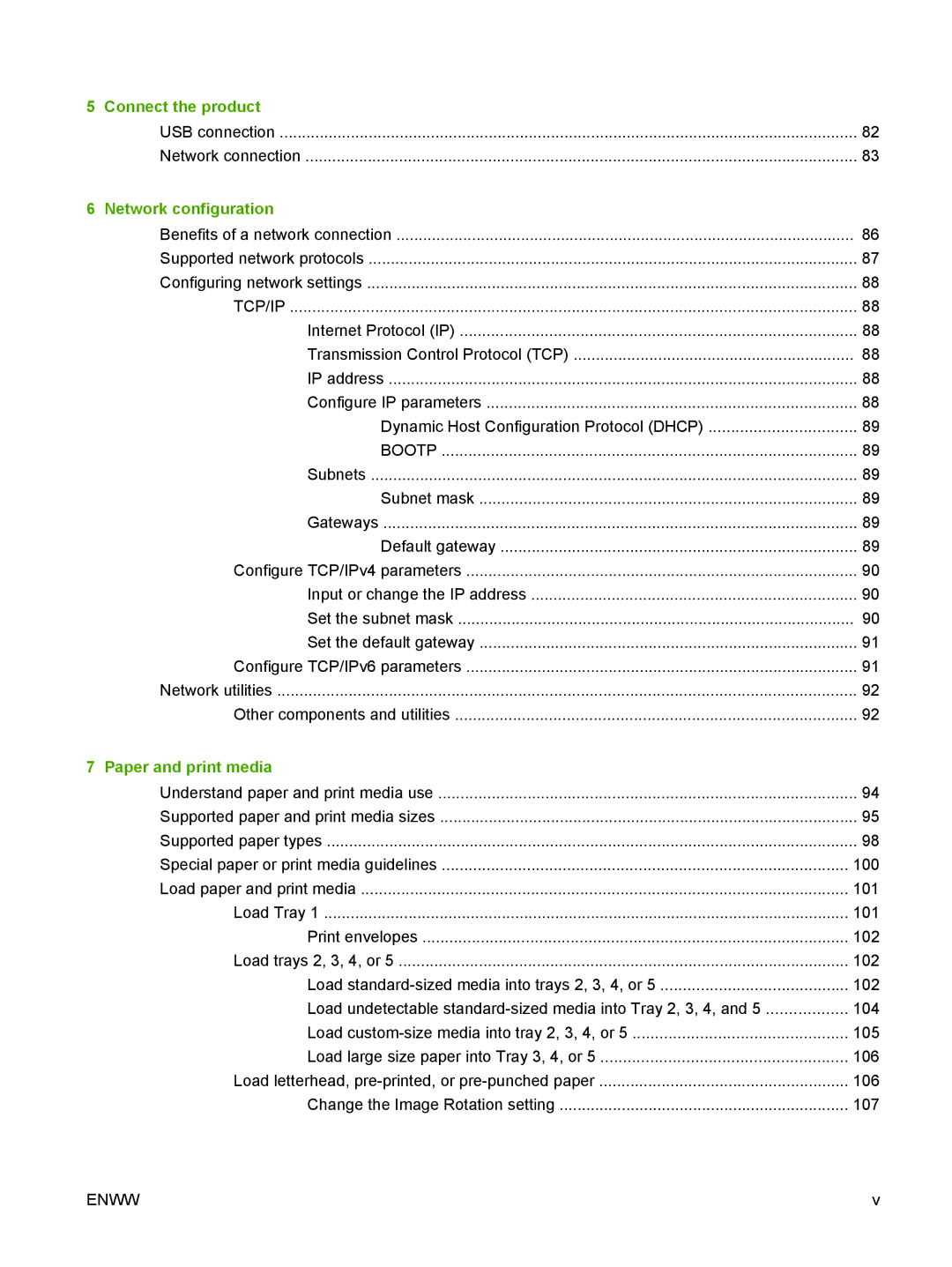 HP CM6049f MFP manual Connect the product, Network configuration, Paper and print media 