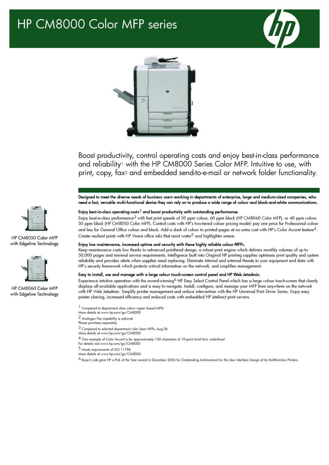 HP CM8050 MFP manual HP CM8000 Color MFP series 