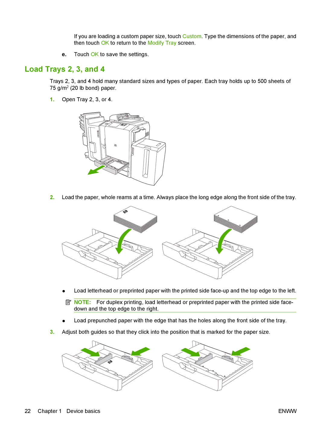 HP CM8060 Color with Edgeline Technology manual Load Trays 2, 3 