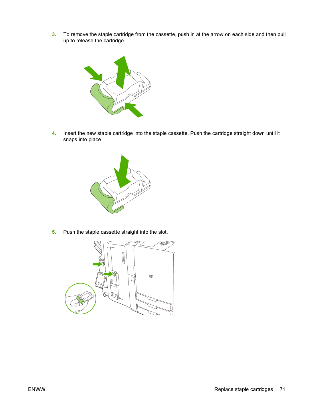 HP CM8060 Color with Edgeline Technology manual Replace staple cartridges 