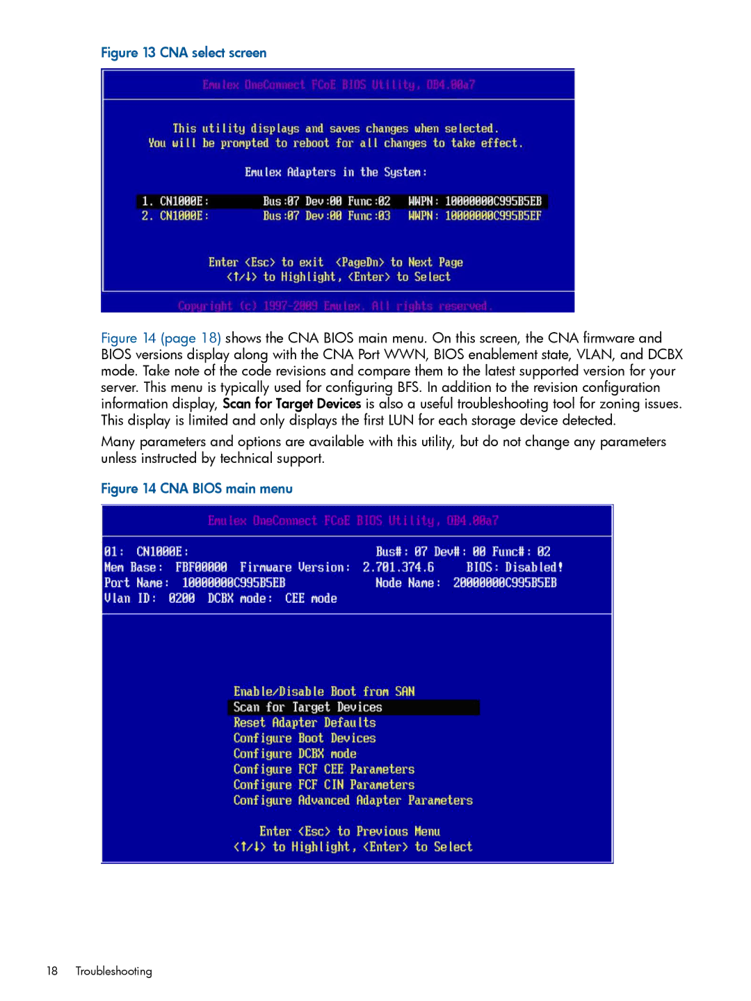 HP CN1100E, CN1000E manual CNA select screen 