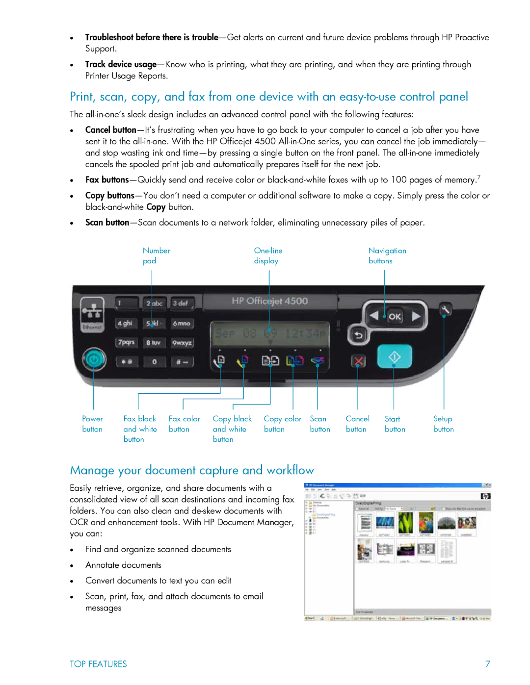 HP 4500, CN547A, CB867A, CM754A manual Manage your document capture and workflow 