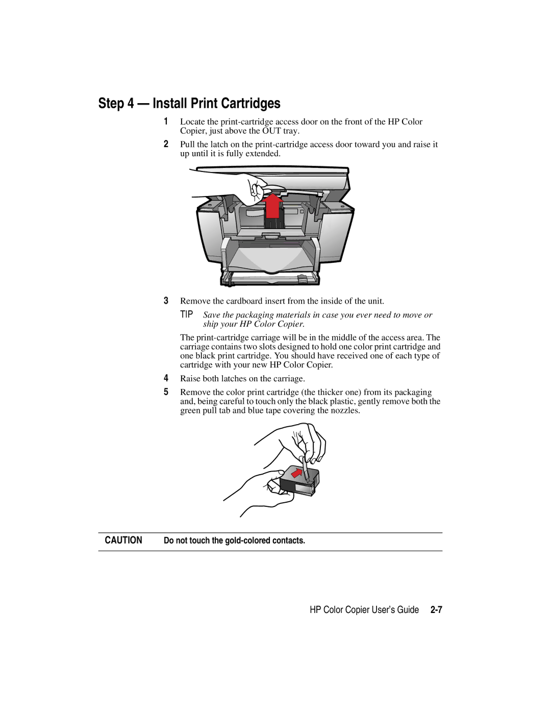 HP Color Copier manual Install Print Cartridges 