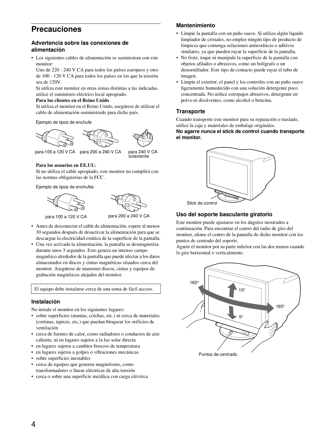 HP Color Display A7217A manual Precauciones 