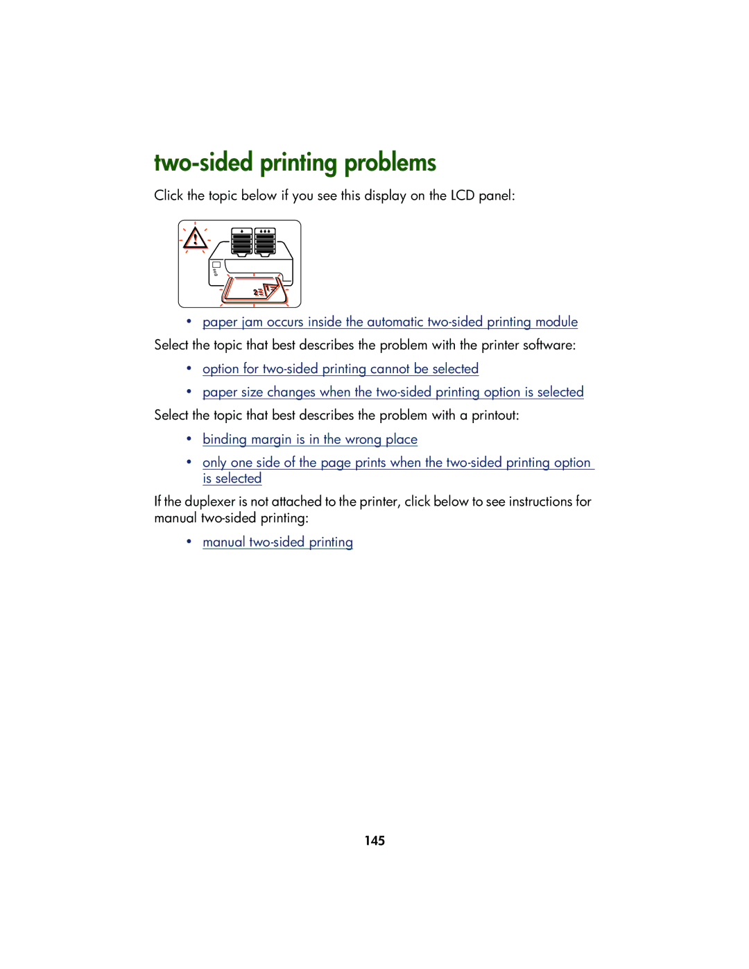 HP Color Inkjet cp1160 manual Two-sided printing problems 