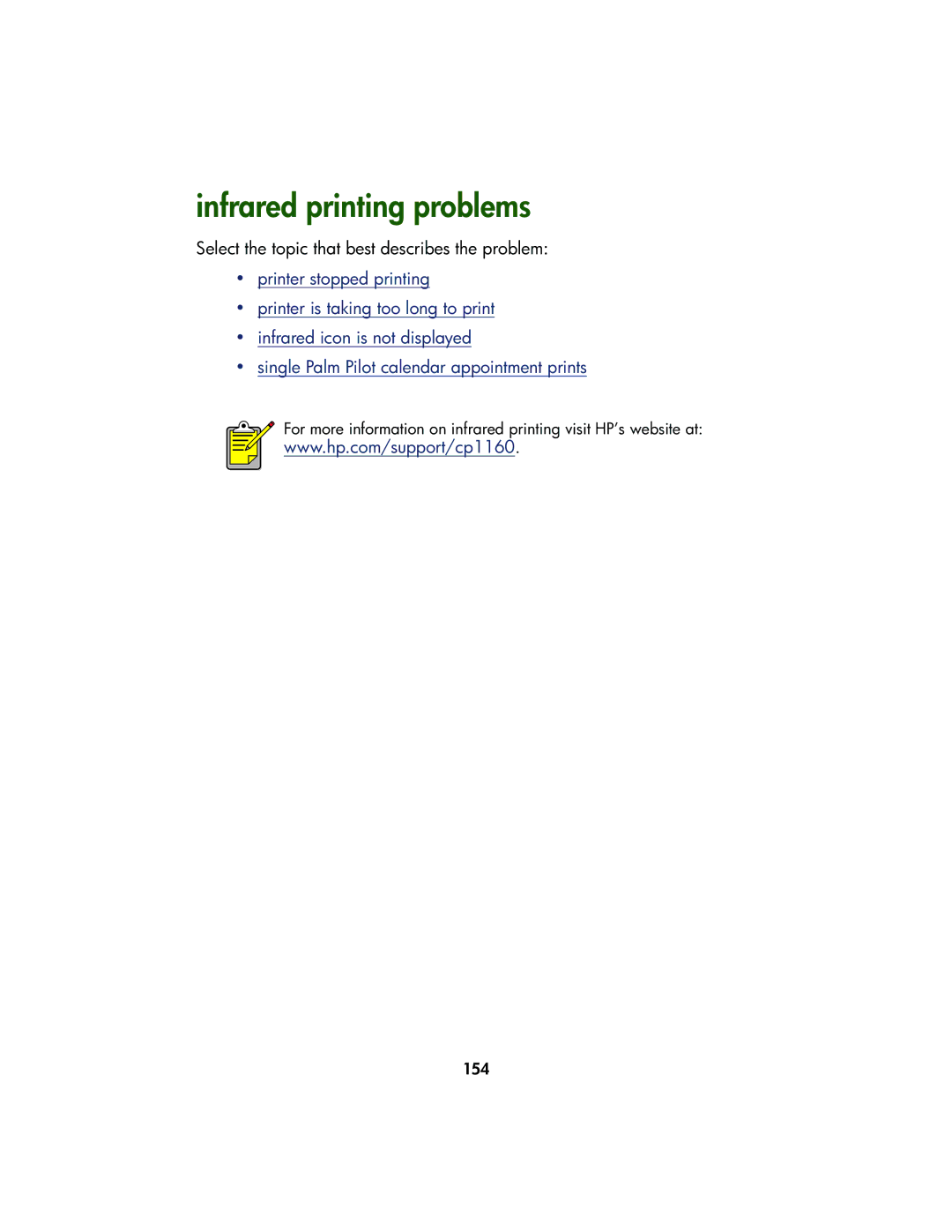 HP Color Inkjet cp1160 manual Infrared printing problems 