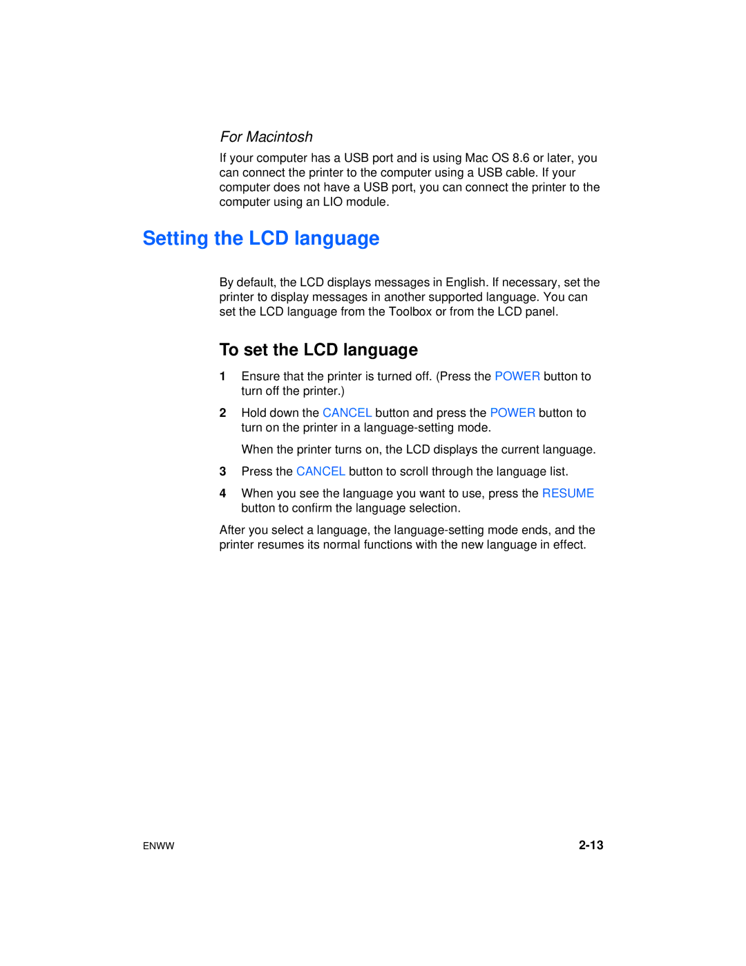 HP Color Inkjet cp1700 manual Setting the LCD language, To set the LCD language 