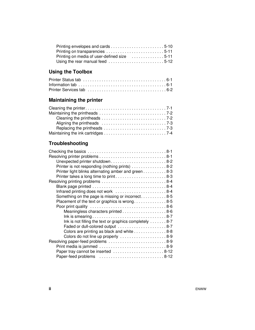 HP Color Inkjet cp1700 manual Using the Toolbox, Maintaining the printer, Troubleshooting 