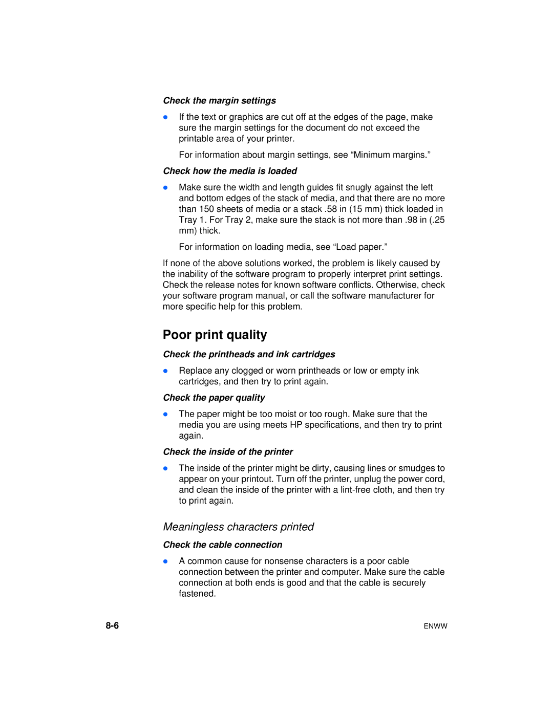 HP Color Inkjet cp1700 manual Poor print quality, Check how the media is loaded 