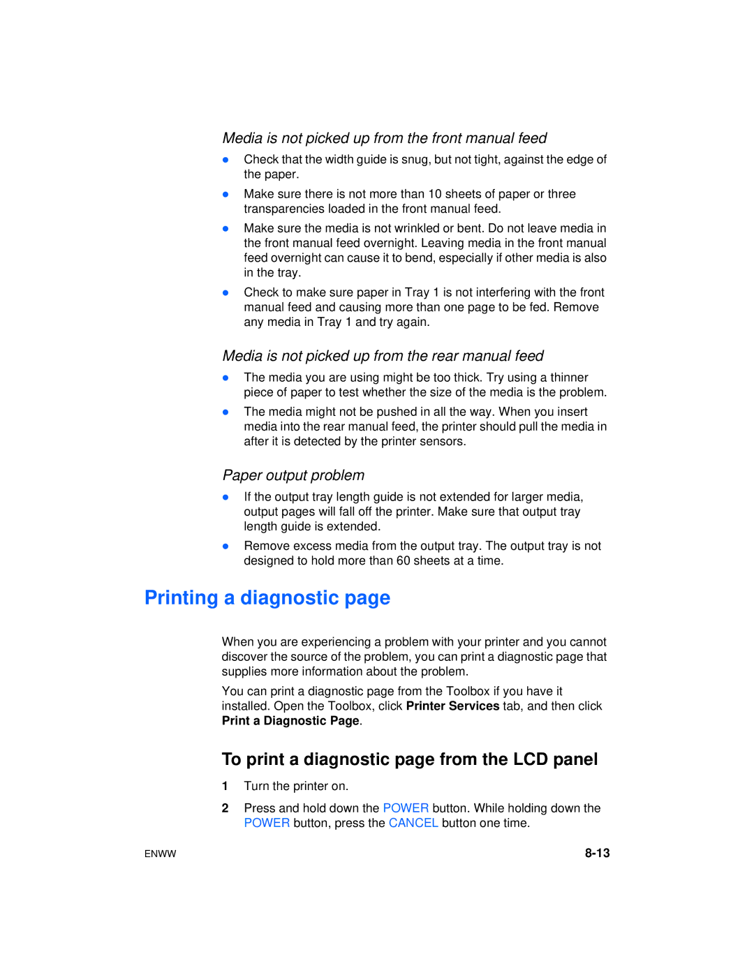 HP Color Inkjet cp1700 manual Printing a diagnostic, To print a diagnostic page from the LCD panel 