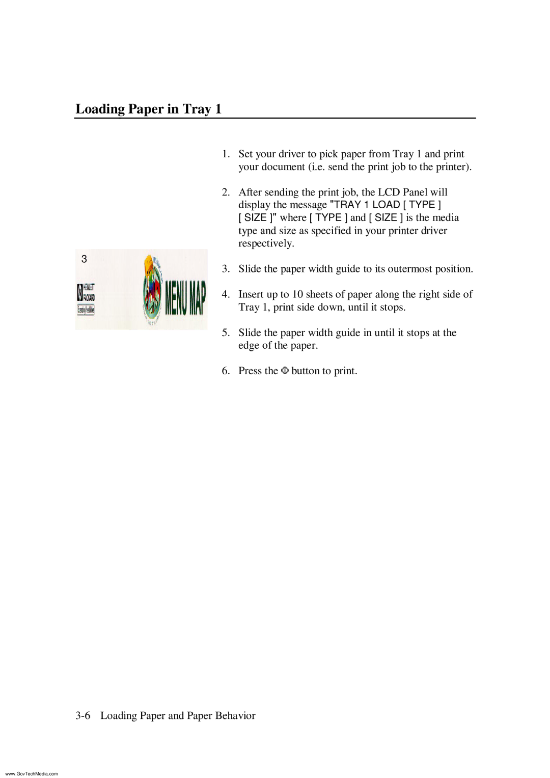 HP ColorPro CAD manual Loading Paper in Tray 