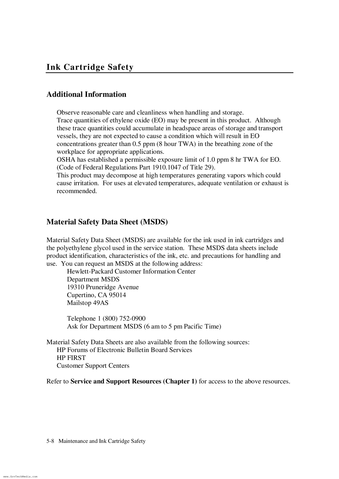 HP ColorPro CAD manual Additional Information, Material Safety Data Sheet Msds 