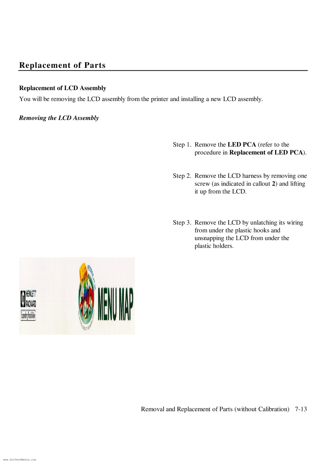 HP ColorPro CAD manual Replacement of LCD Assembly, Removing the LCD Assembly 