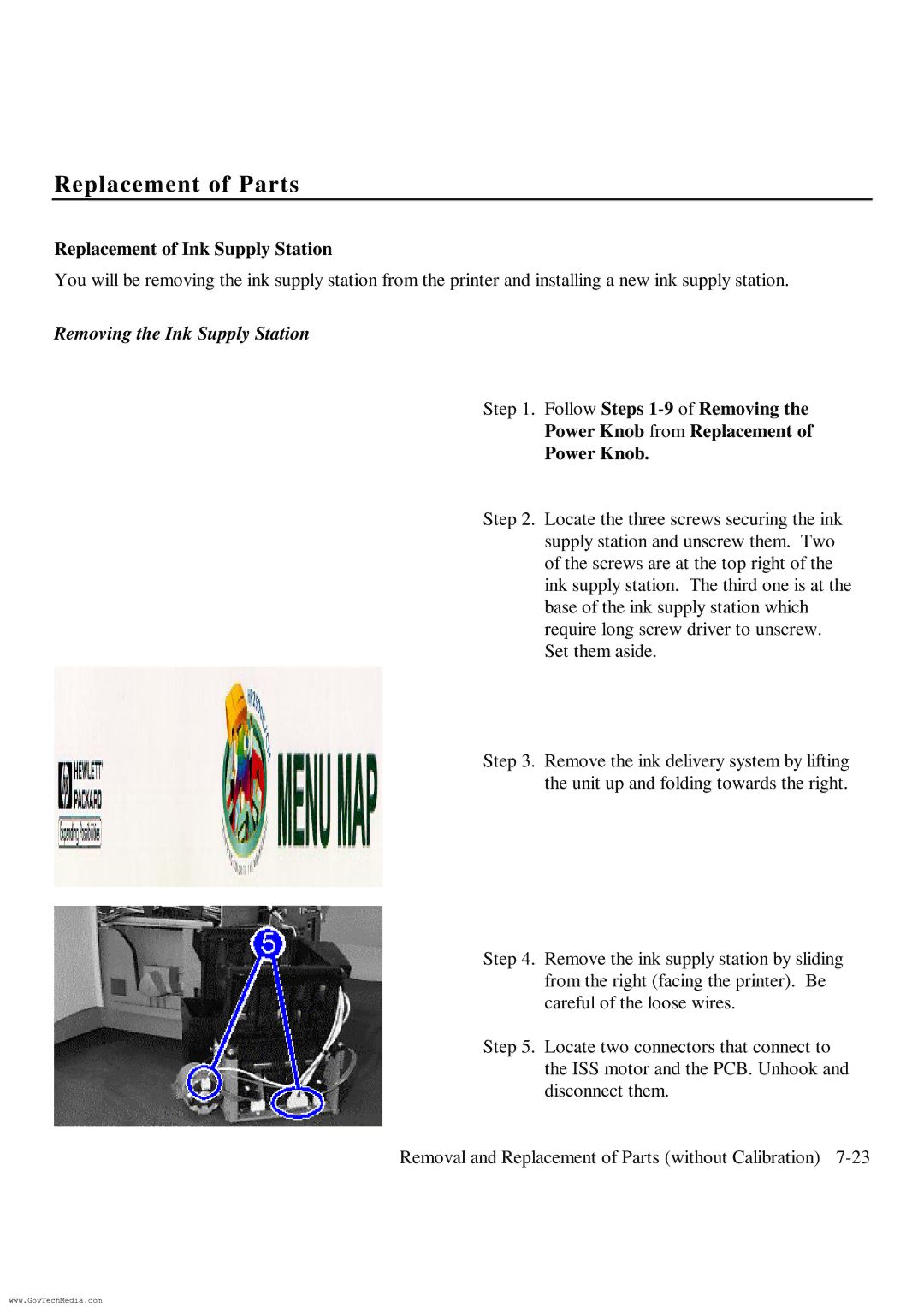 HP ColorPro CAD manual Replacement of Ink Supply Station, Removing the Ink Supply Station 