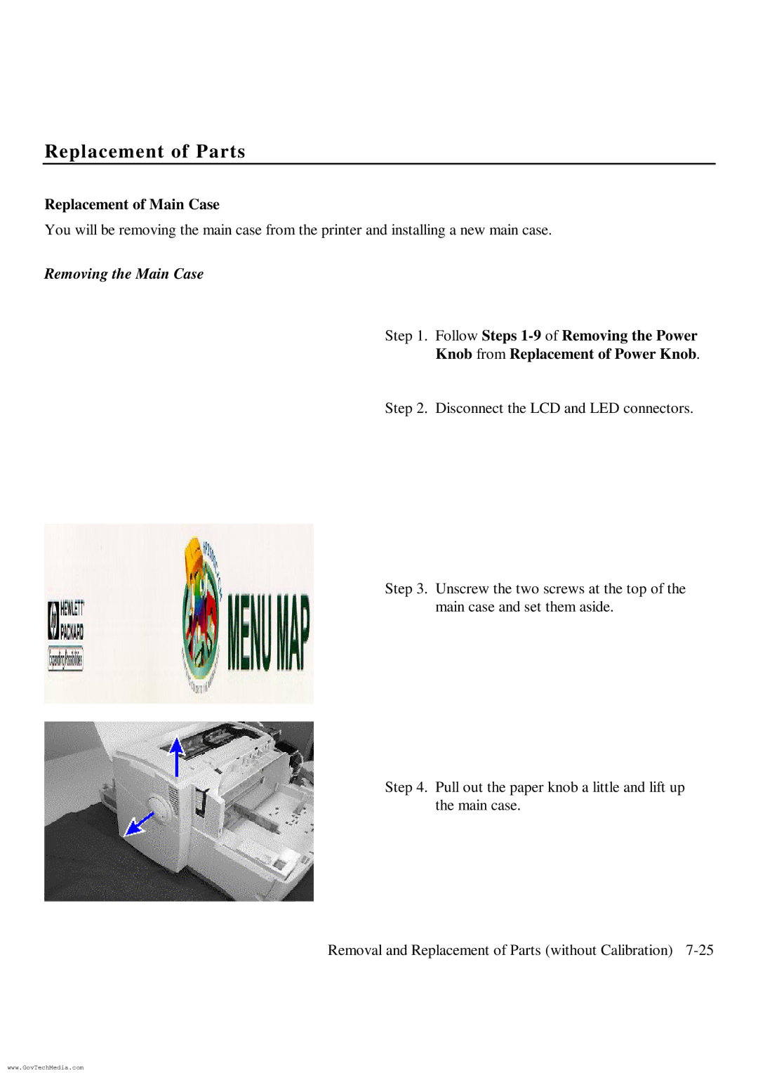 HP ColorPro CAD manual Replacement of Main Case, Removing the Main Case 