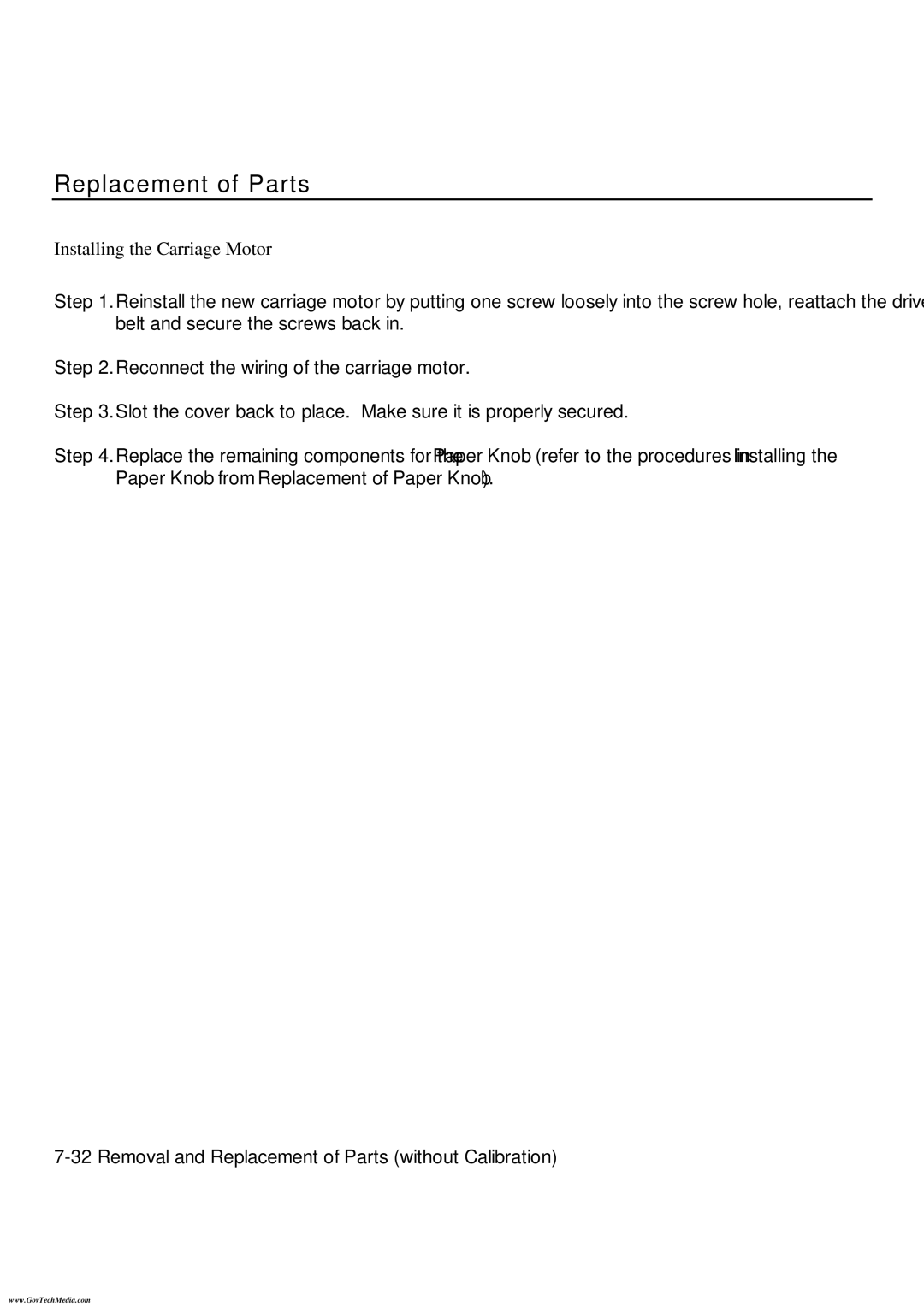 HP ColorPro CAD manual Installing the Carriage Motor 