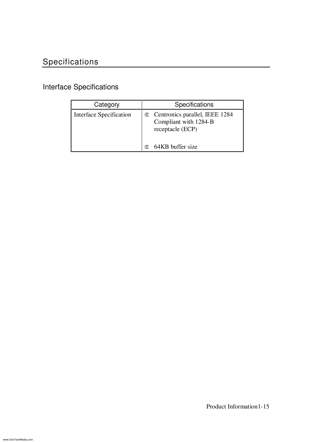 HP ColorPro CAD manual Interface Specifications 