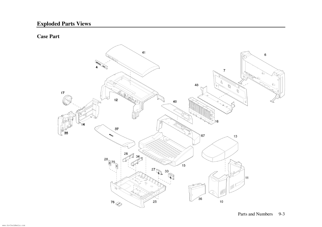 HP ColorPro CAD manual Exploded Parts Views, Case Part 