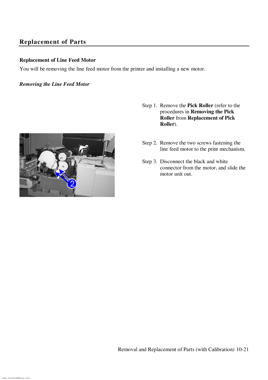 HP ColorPro CAD manual Replacement of Line Feed Motor, Removing the Line Feed Motor 