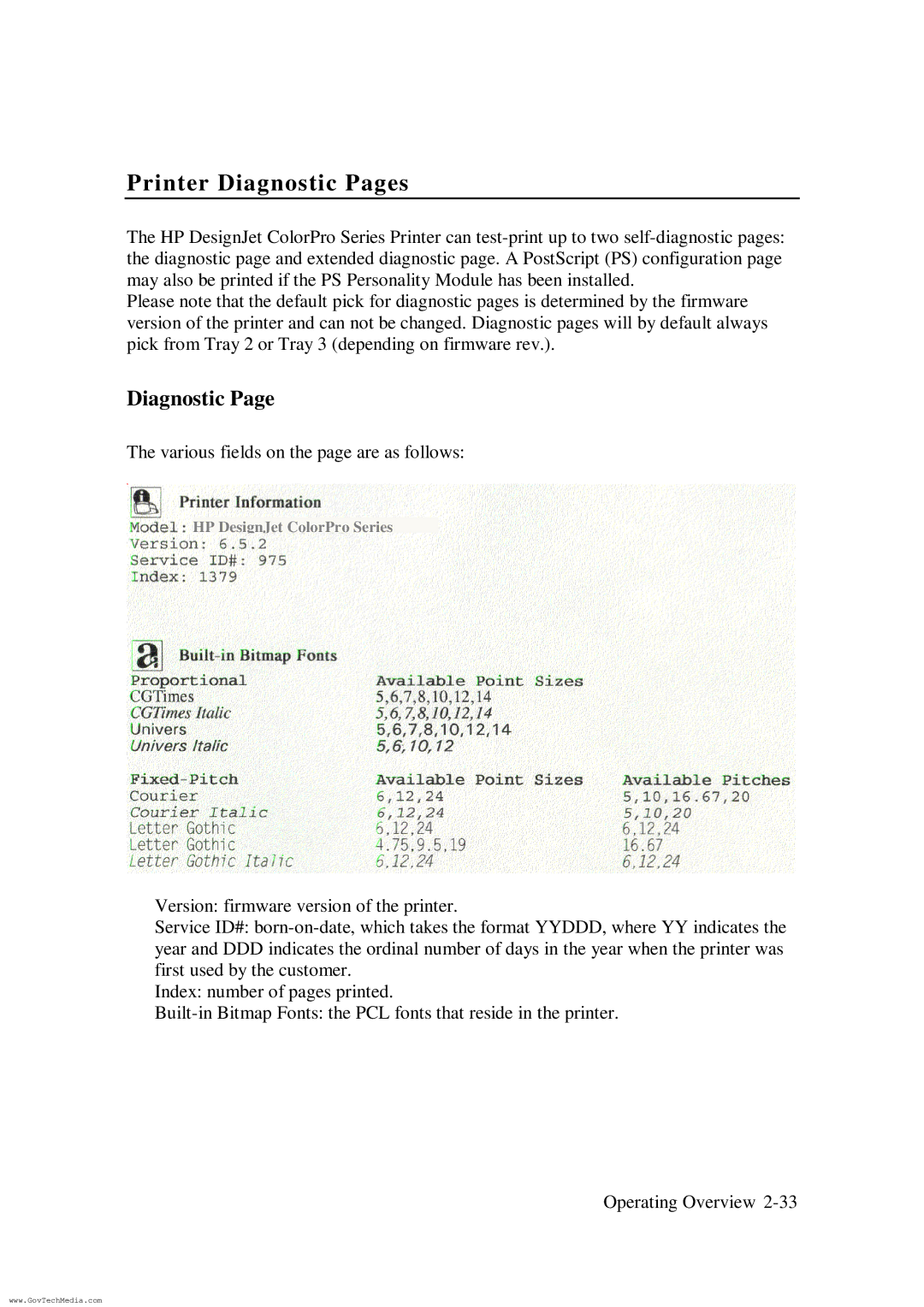 HP ColorPro CAD manual Printer Diagnostic Pages 