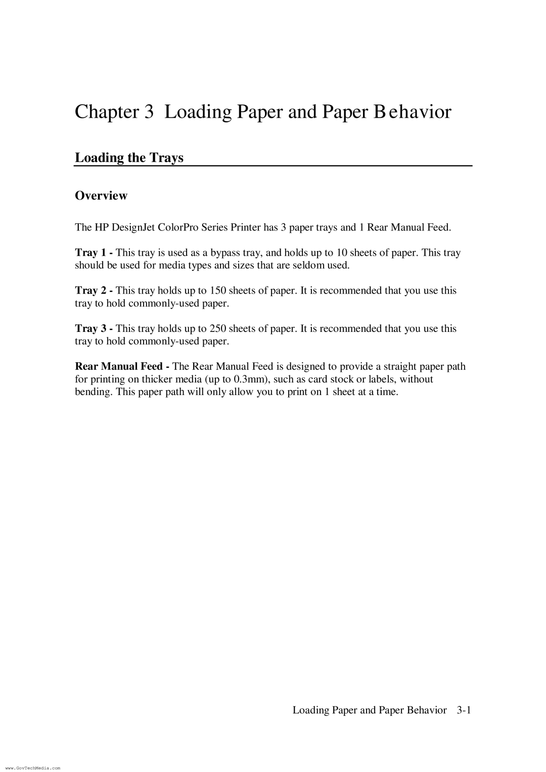 HP ColorPro CAD manual Loading the Trays, Overview 