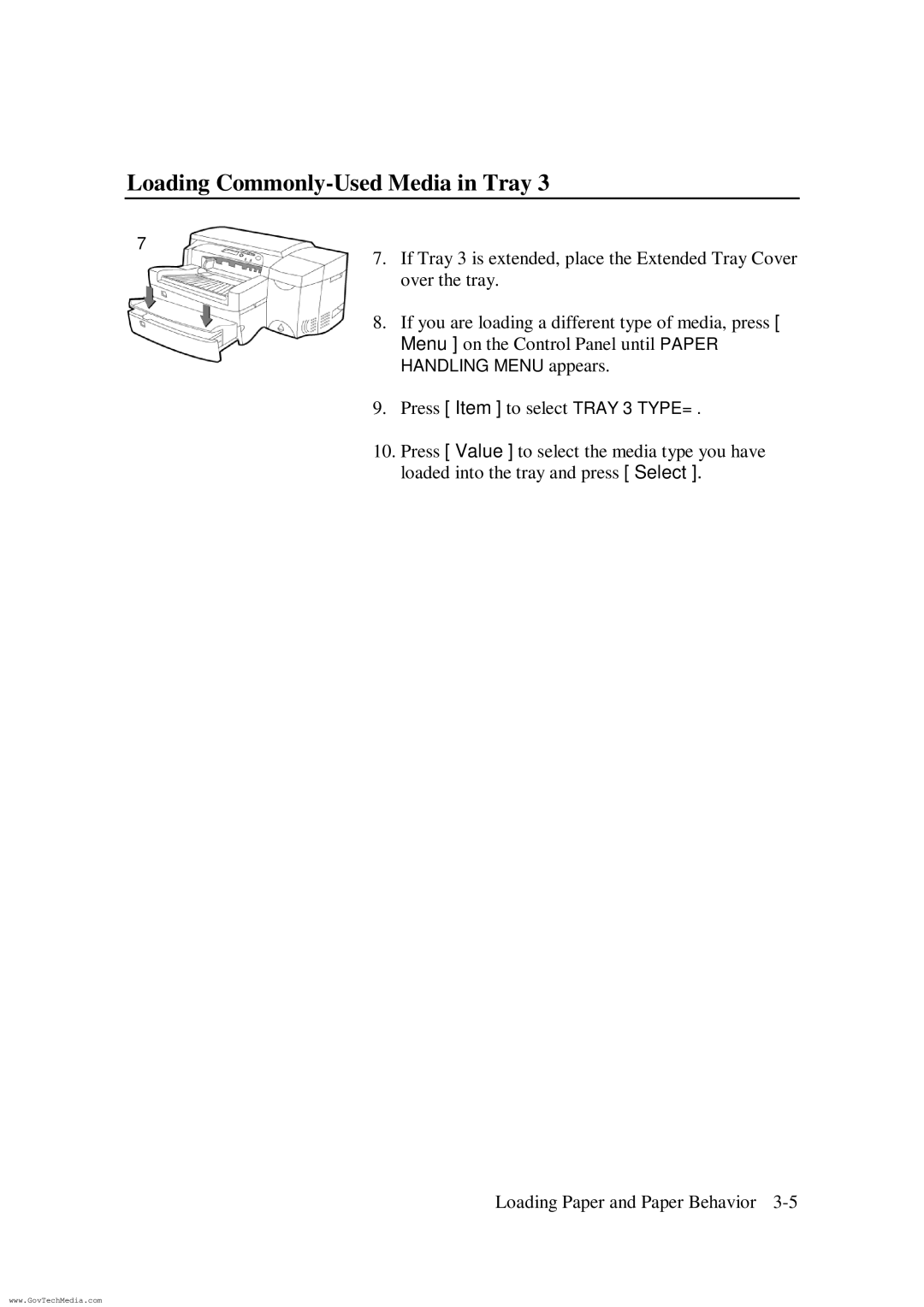 HP ColorPro CAD manual Loading Commonly-Used Media in Tray 