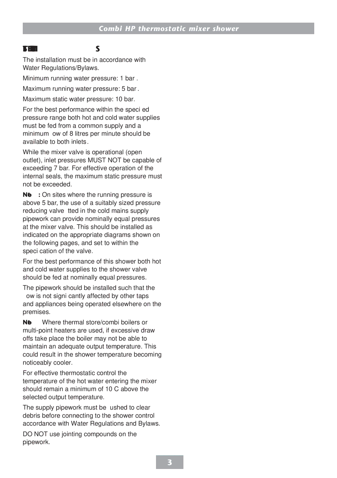 HP COMBI 2180206H manual Do not use jointing compounds on the pipework 