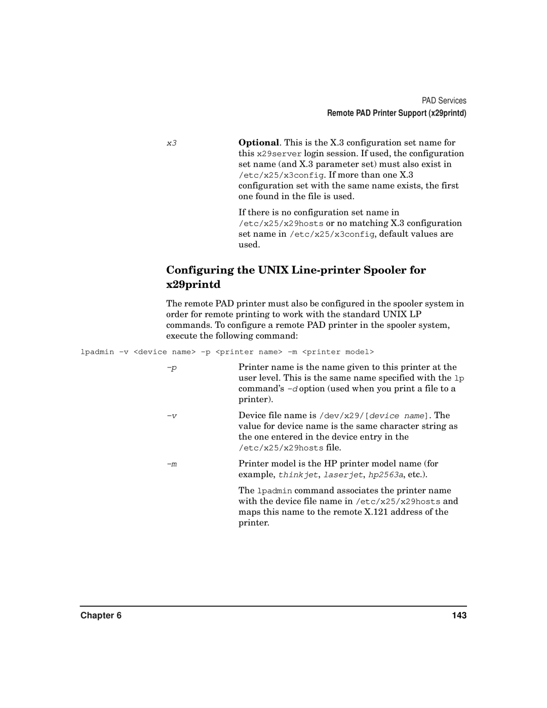 HP CommonIO Products manual Configuring the Unix Line-printer Spooler for x29printd 