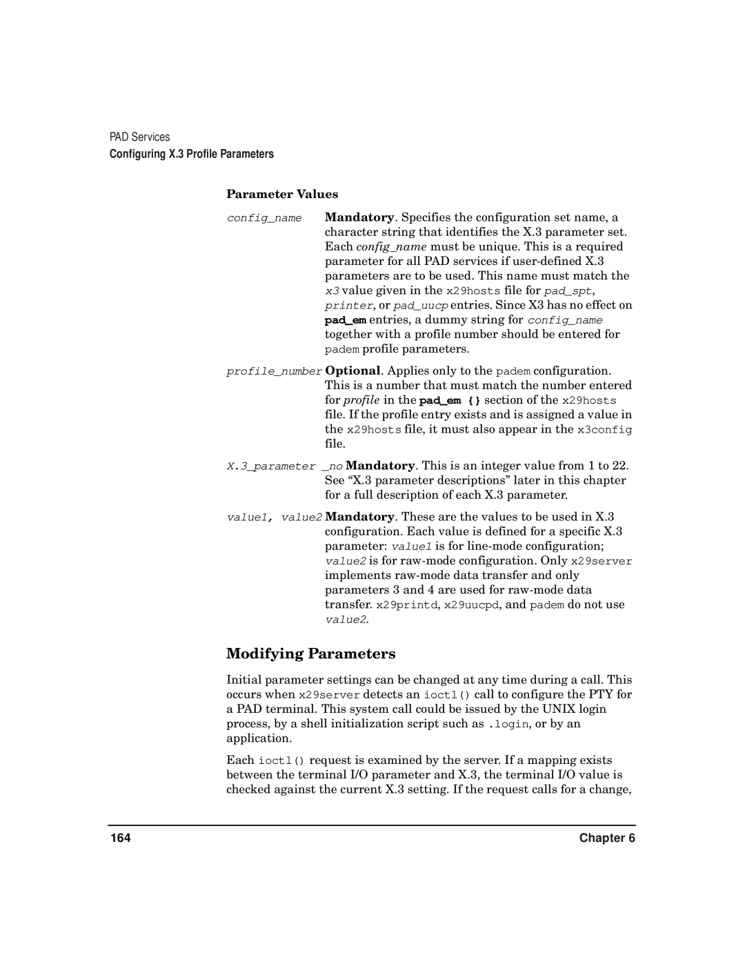 HP CommonIO Products manual Modifying Parameters, Parameter Values 