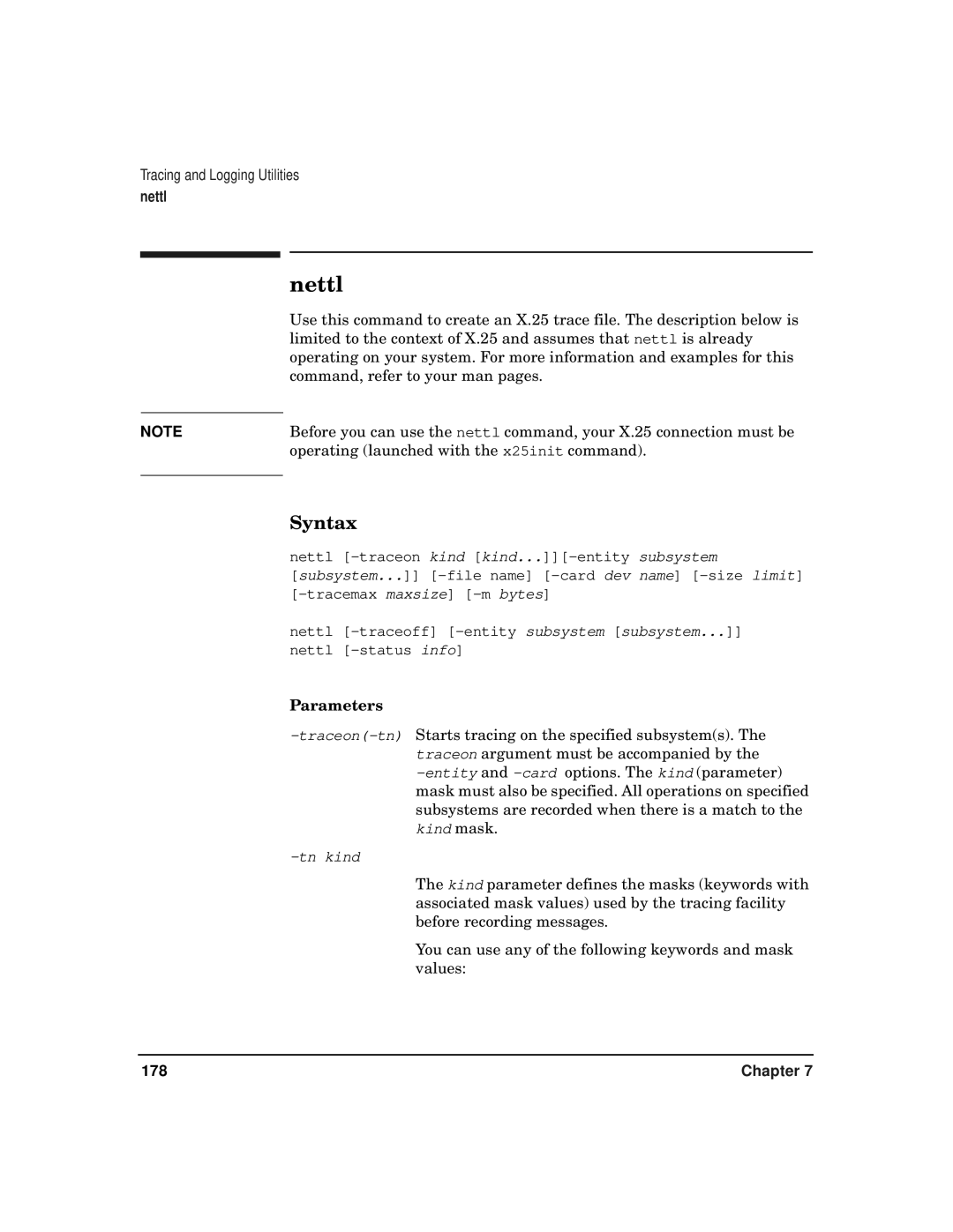 HP CommonIO Products manual Nettl, Syntax, Parameters 