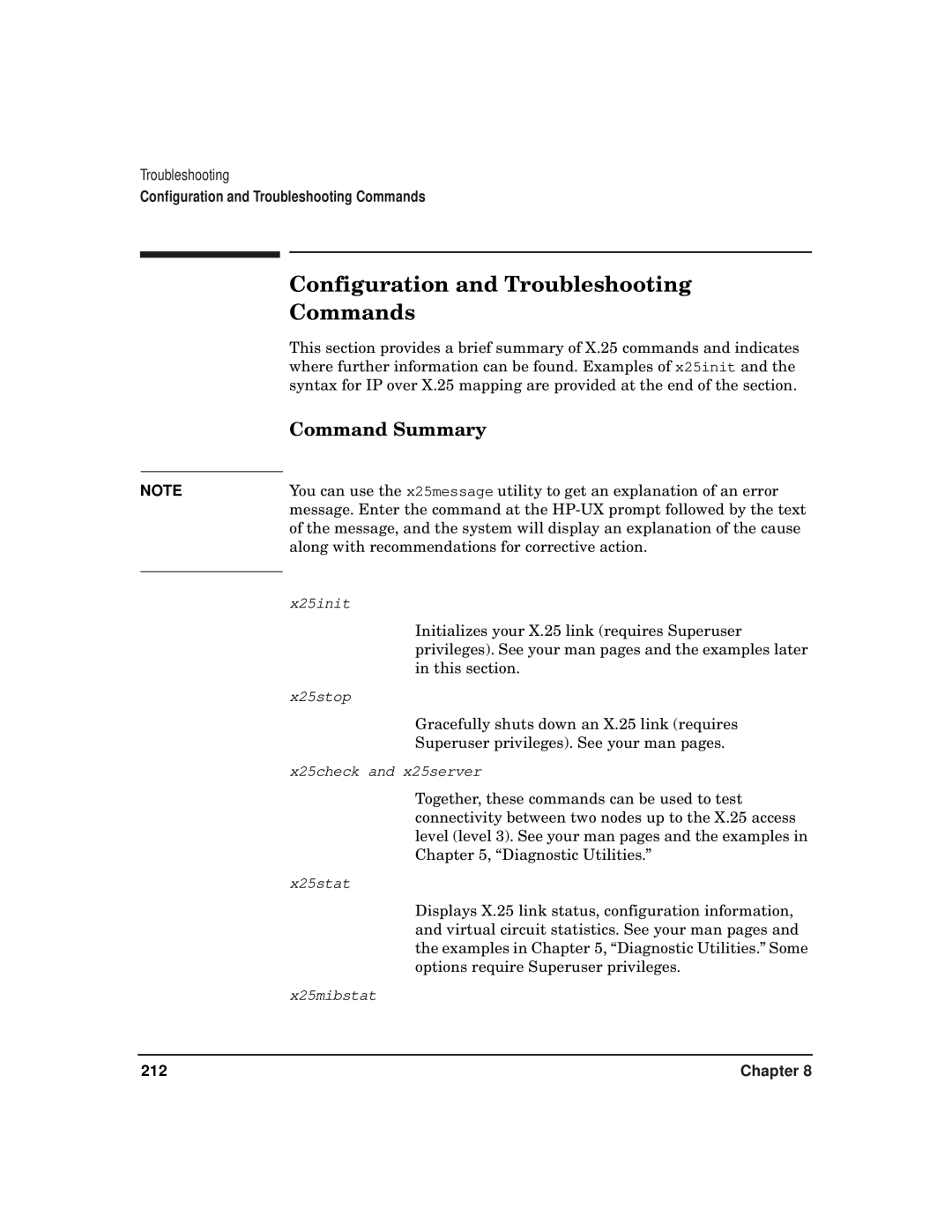 HP CommonIO Products manual Configuration and Troubleshooting, Commands, Command Summary 