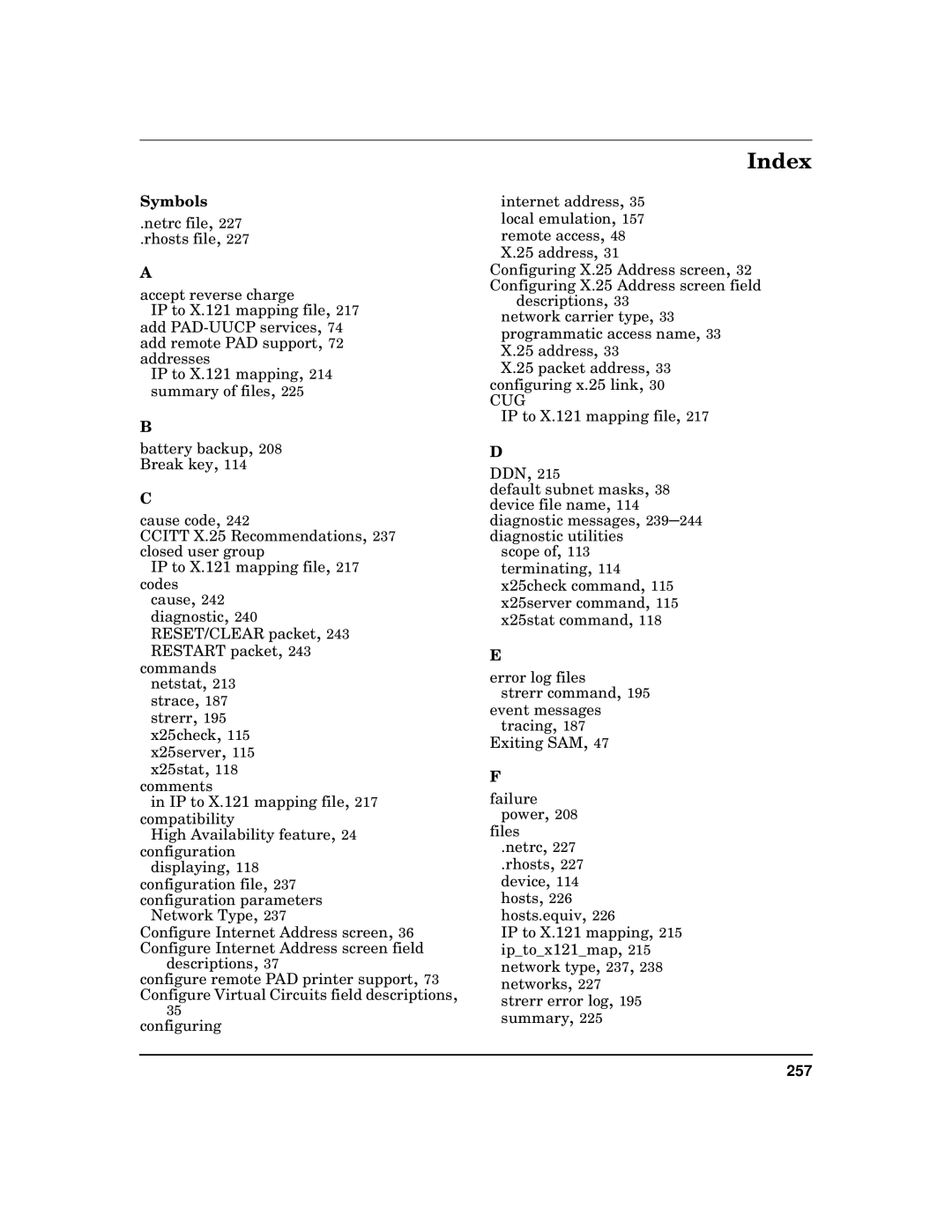 HP CommonIO Products manual Index, Symbols 