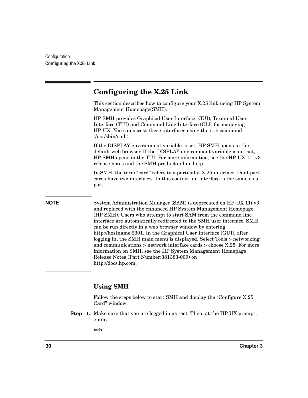 HP CommonIO Products manual Configuring the X.25 Link, Using SMH 