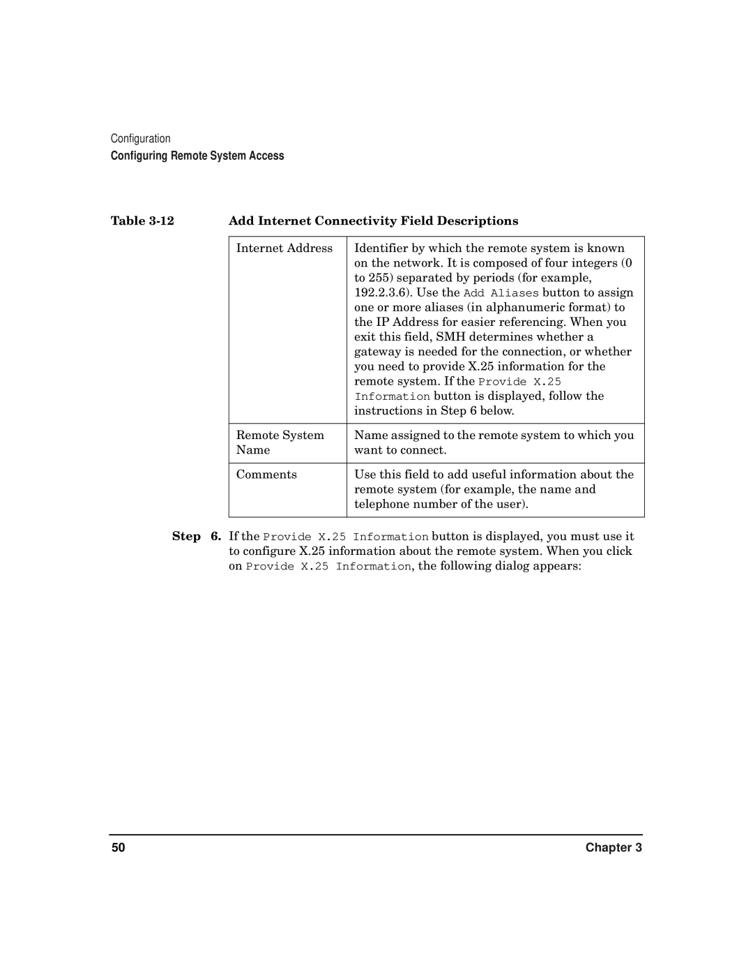 HP CommonIO Products manual Add Internet Connectivity Field Descriptions 