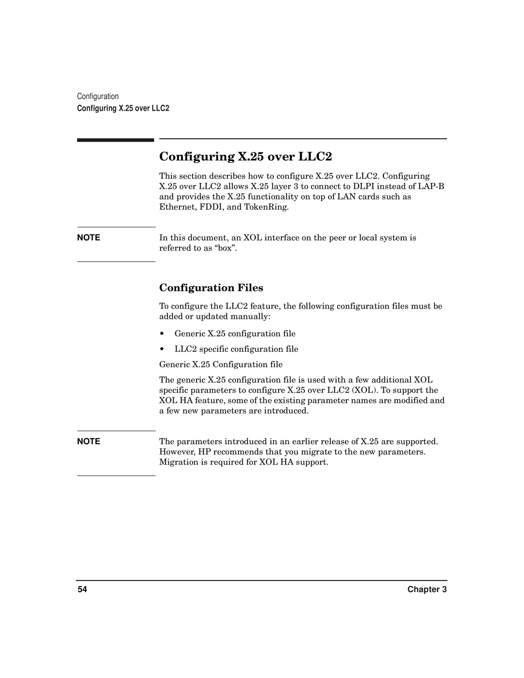 HP CommonIO Products manual Configuring X.25 over LLC2, Configuration Files 