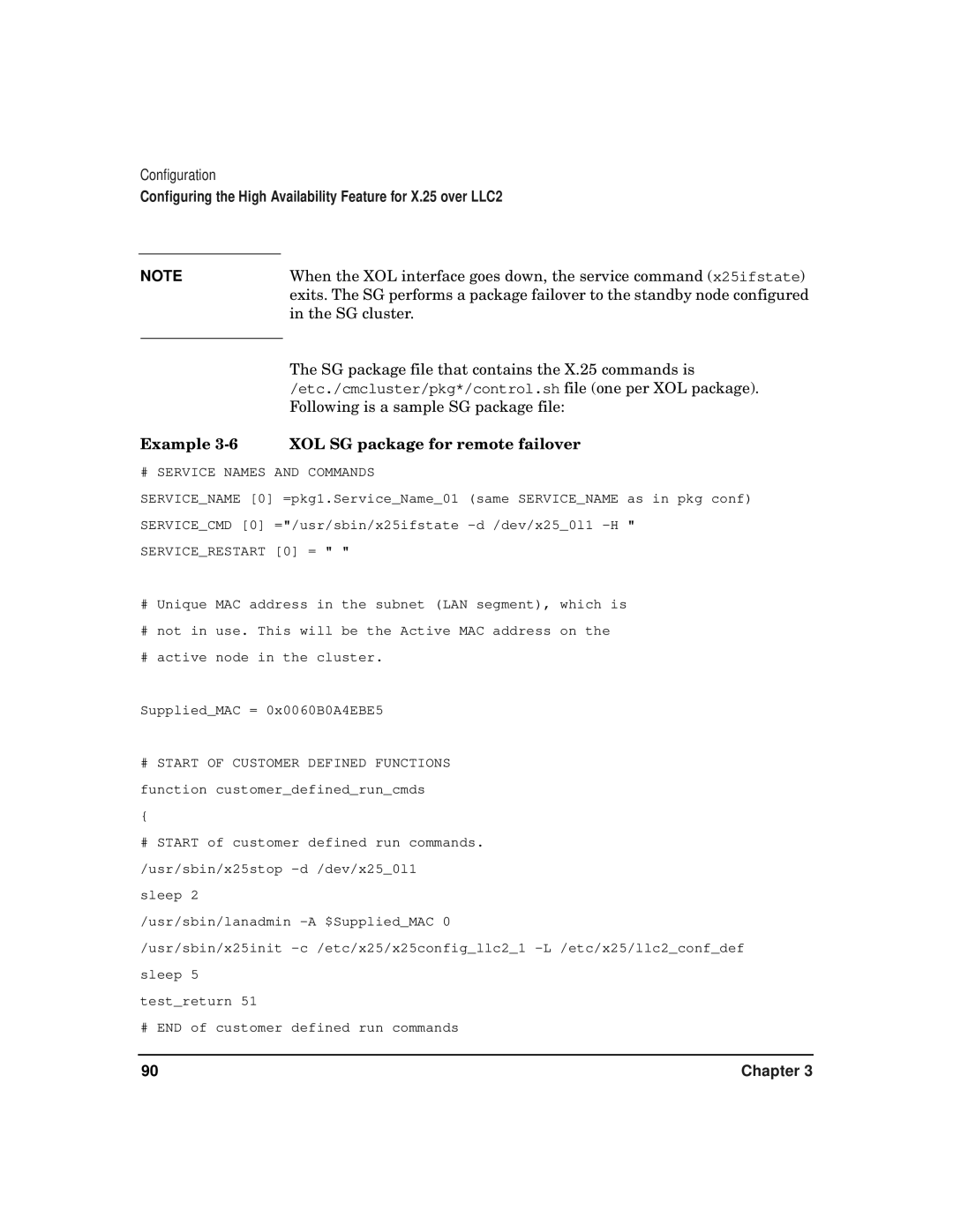 HP CommonIO Products manual Example 3-6 XOL SG package for remote failover 