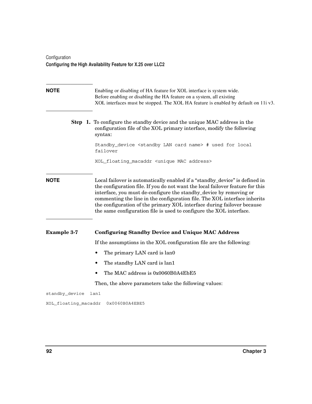 HP CommonIO Products manual To configure the standby device and the unique MAC address 