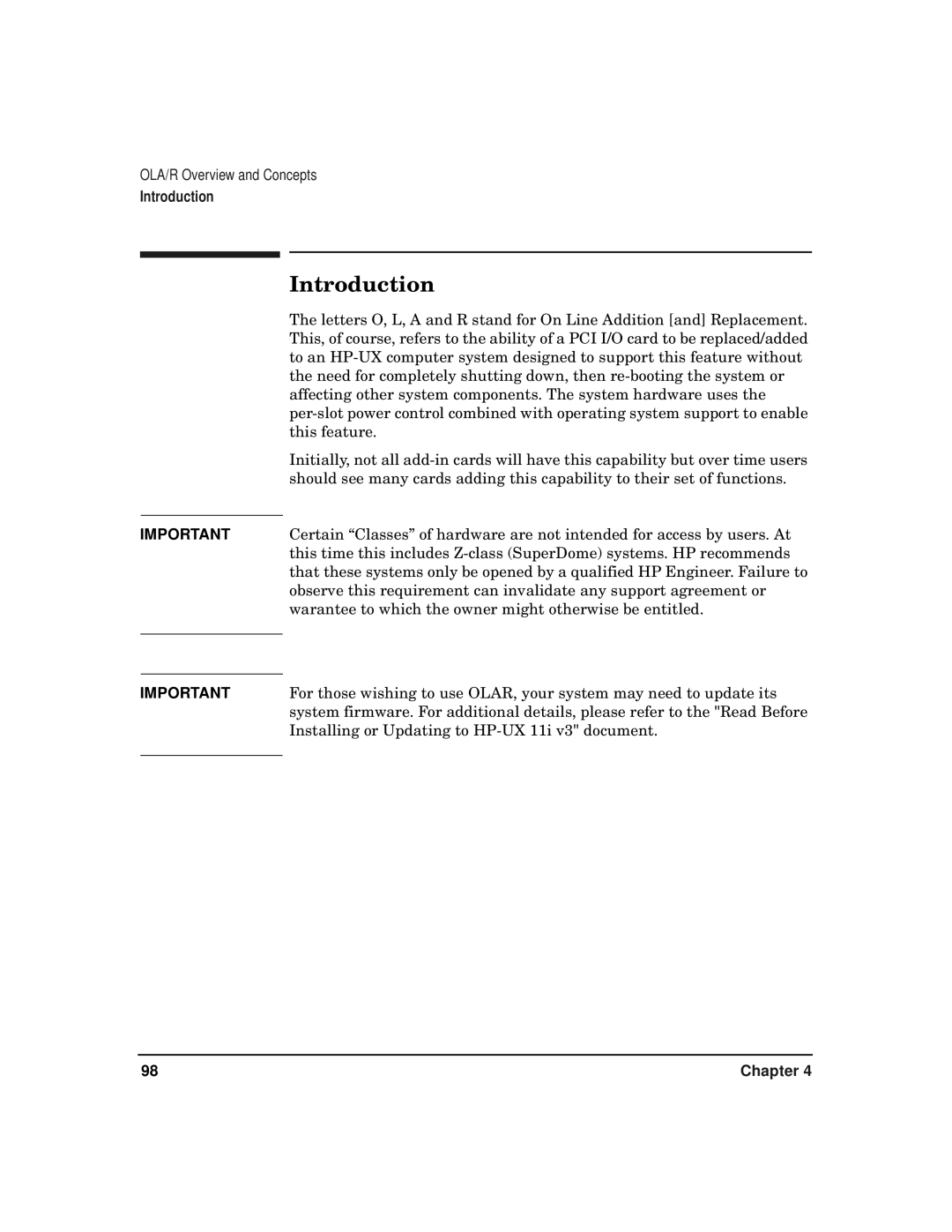 HP CommonIO Products manual OLA/R Overview and Concepts 