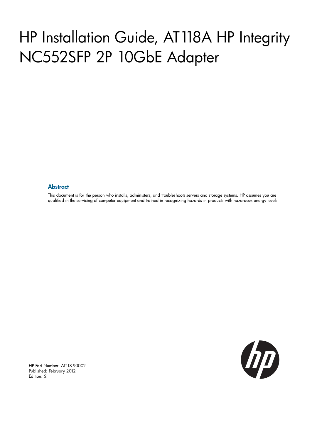 HP Converged Network Adapters (CNA) manual Abstract 