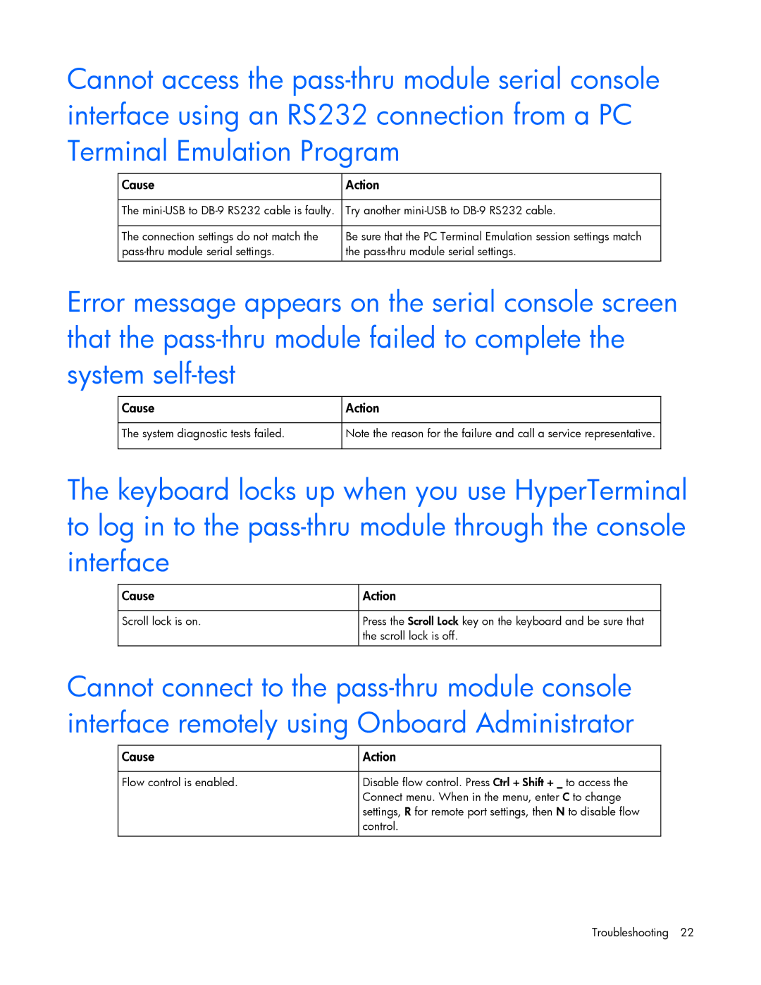 HP Cooktop 10GBE manual Try another mini-USB to DB-9 RS232 cable 