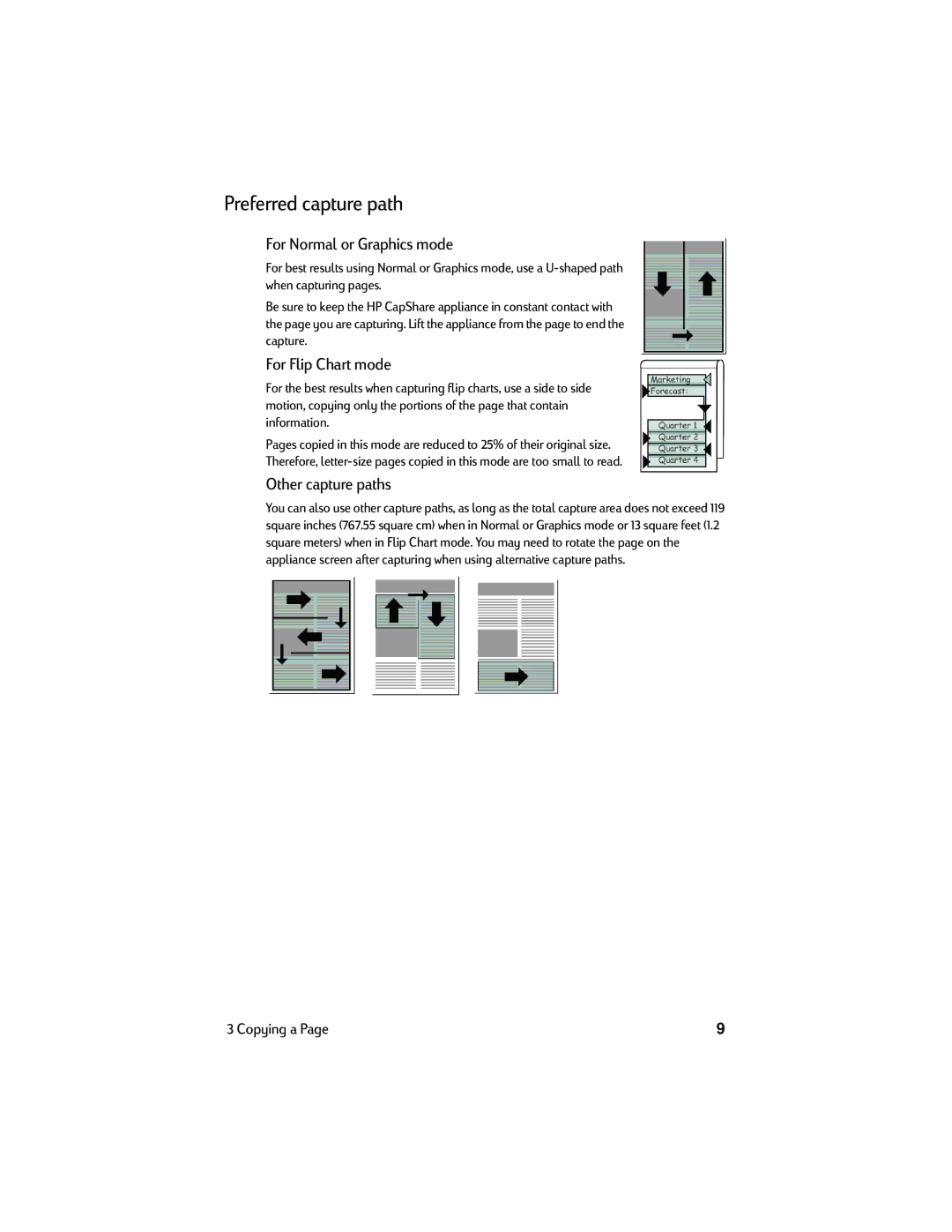 HP Copier C6300 manual Preferred capture path, For Normal or Graphics mode, For Flip Chart mode, Other capture paths 