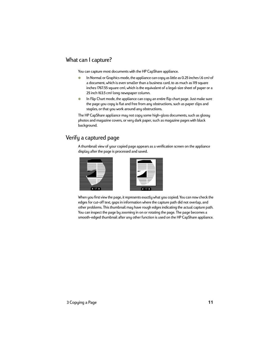 HP Copier C6300, Copier CapShare 920 manual What can I capture?, Verify a captured 