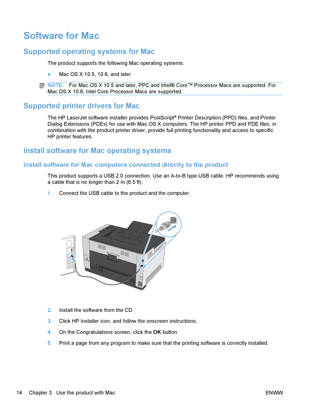 HP CP1020 manual Software for Mac, Supported operating systems for Mac, Supported printer drivers for Mac 