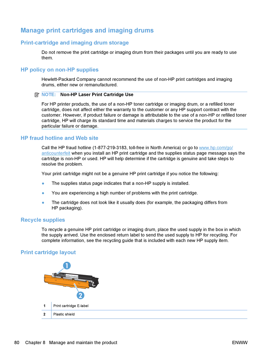 HP CP1020 manual Manage print cartridges and imaging drums 