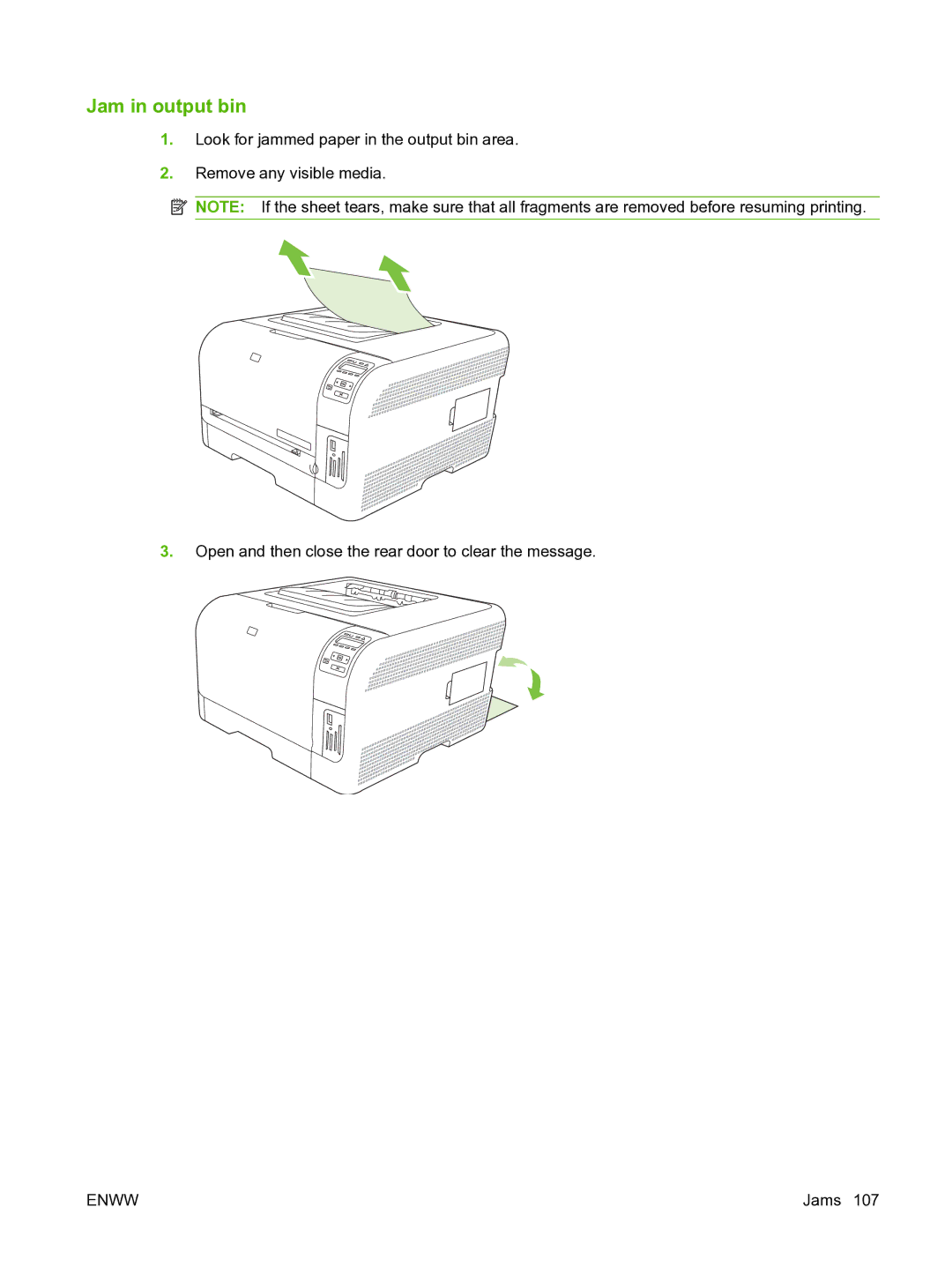 HP CP1510 manual Jam in output bin 