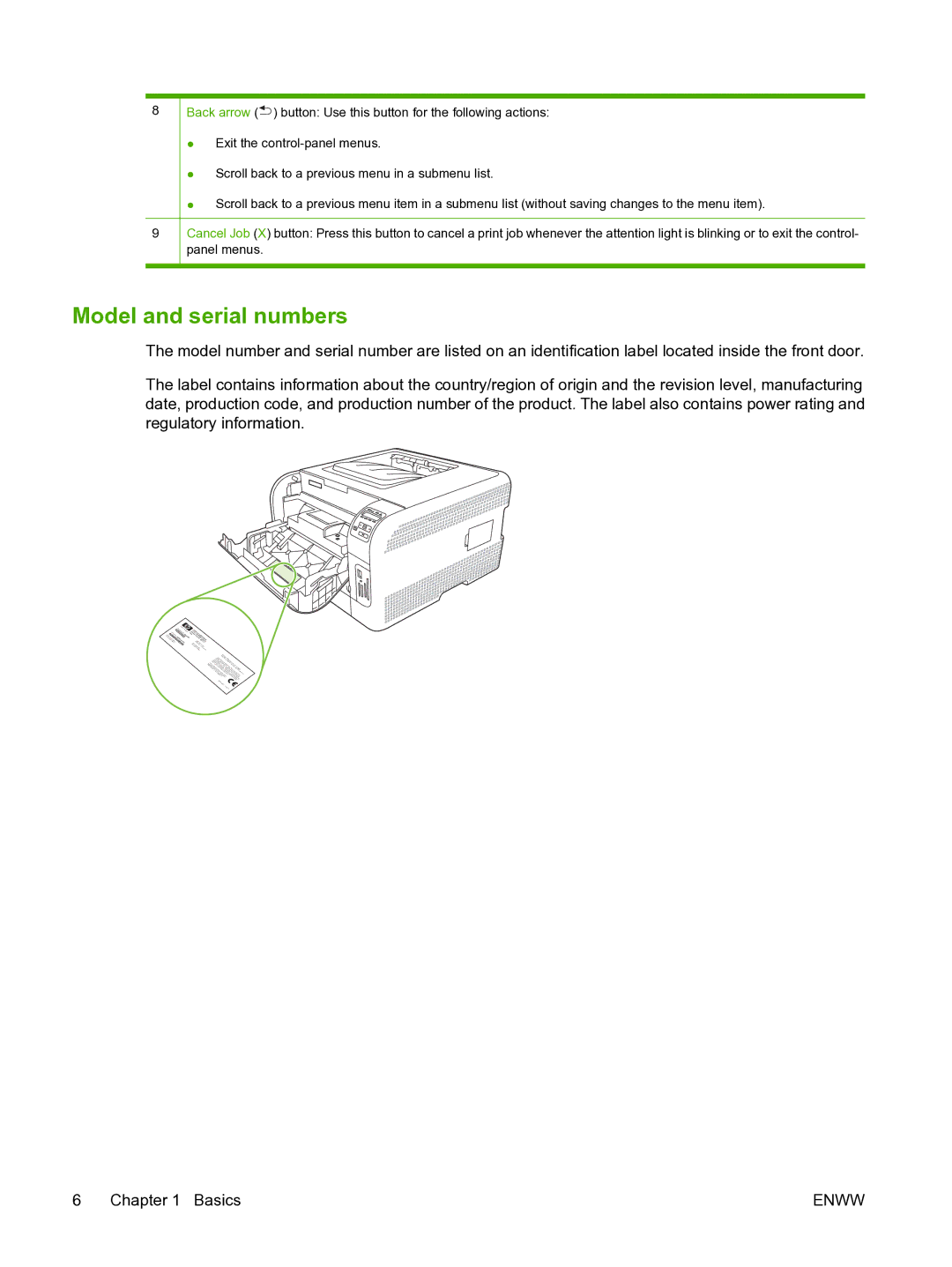 HP CP1510 manual Model and serial numbers, Nbar 