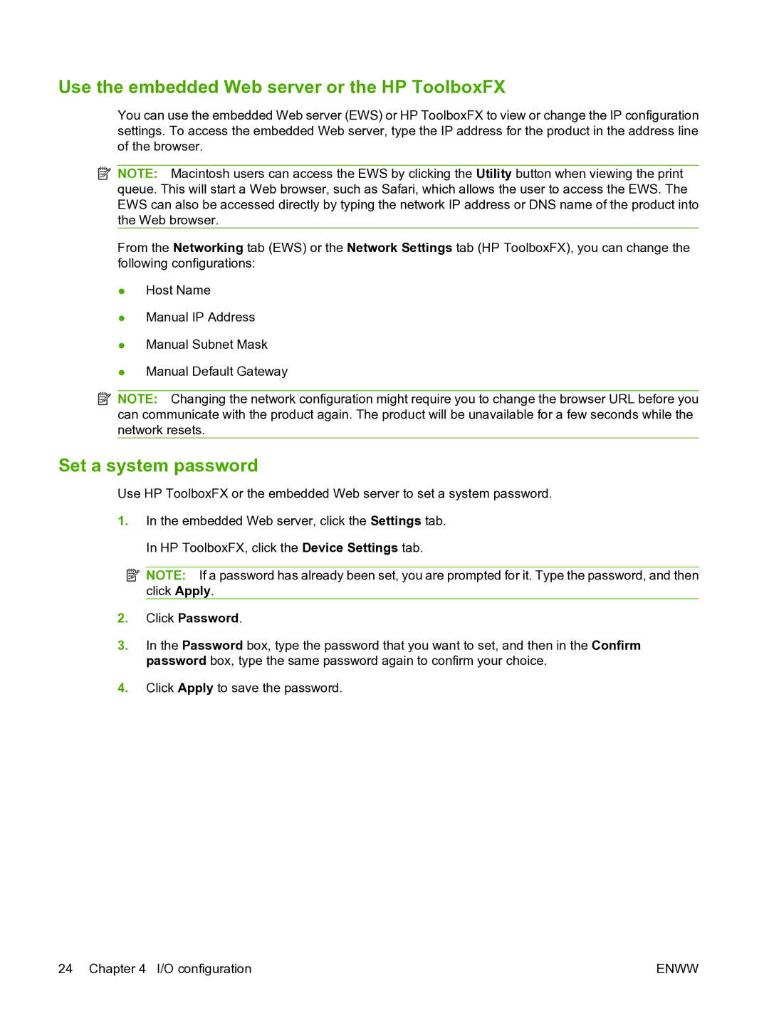 HP CP1510 manual Use the embedded Web server or the HP ToolboxFX, Set a system password 