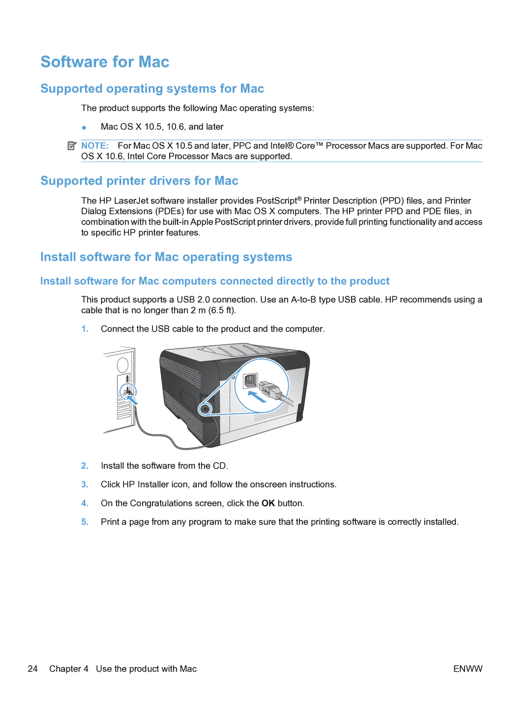 HP CP1520 manual Software for Mac, Supported operating systems for Mac, Supported printer drivers for Mac 