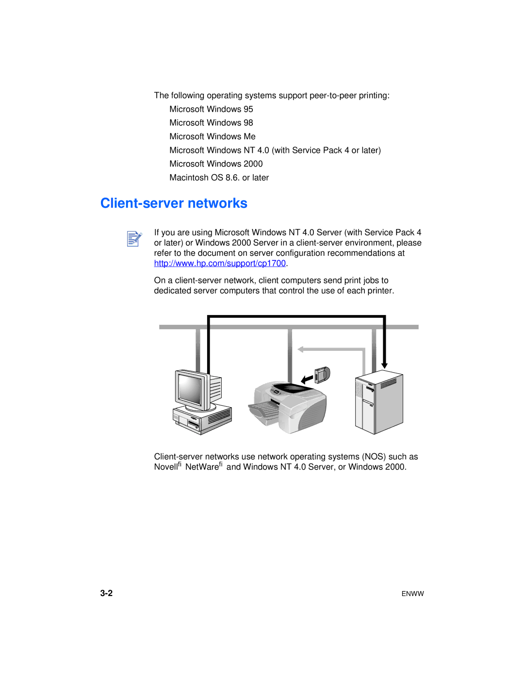 HP cp1700 manual Client-server networks 